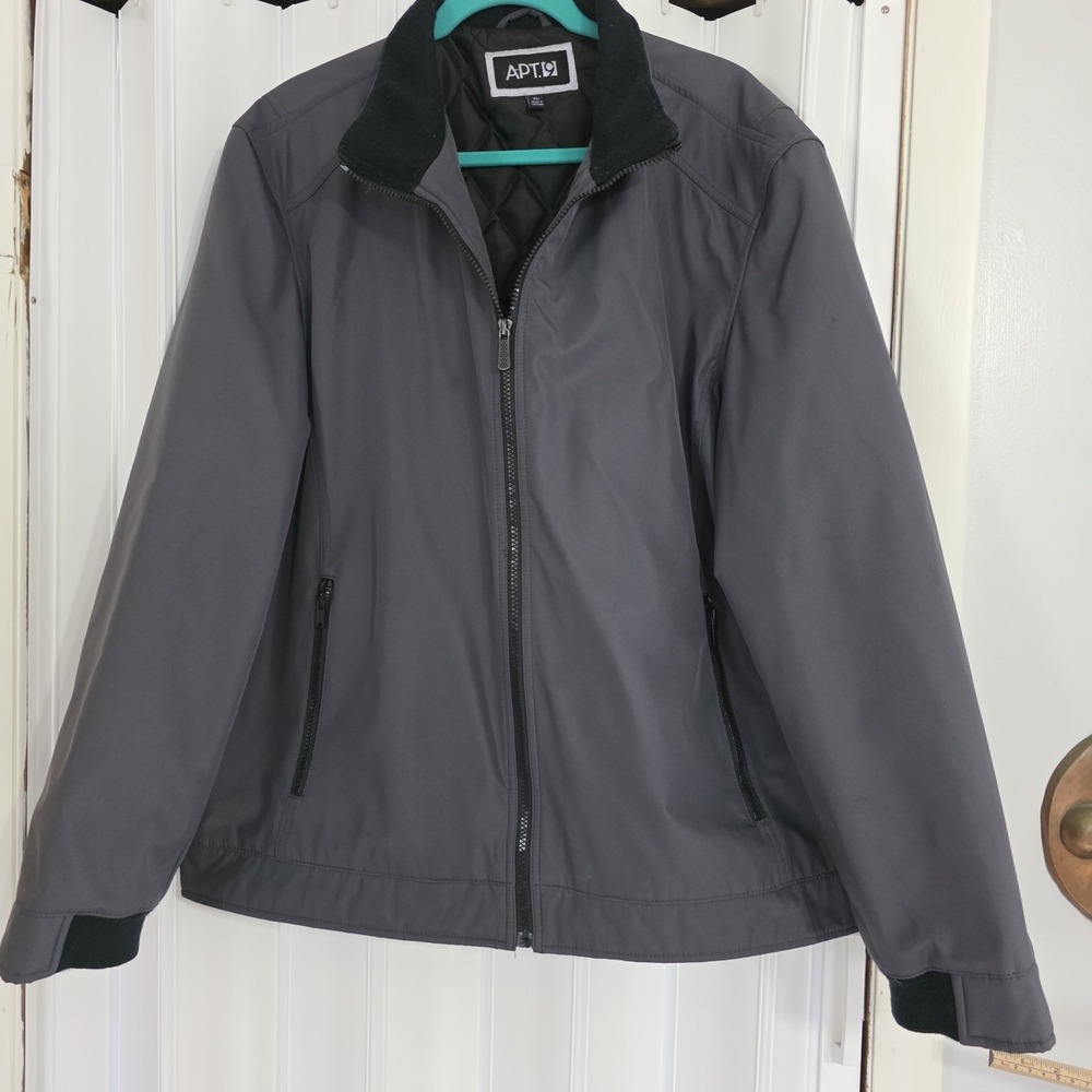 Apt 9 mens bomber type jacket coat XL dark gray zipped pockets quilted lining